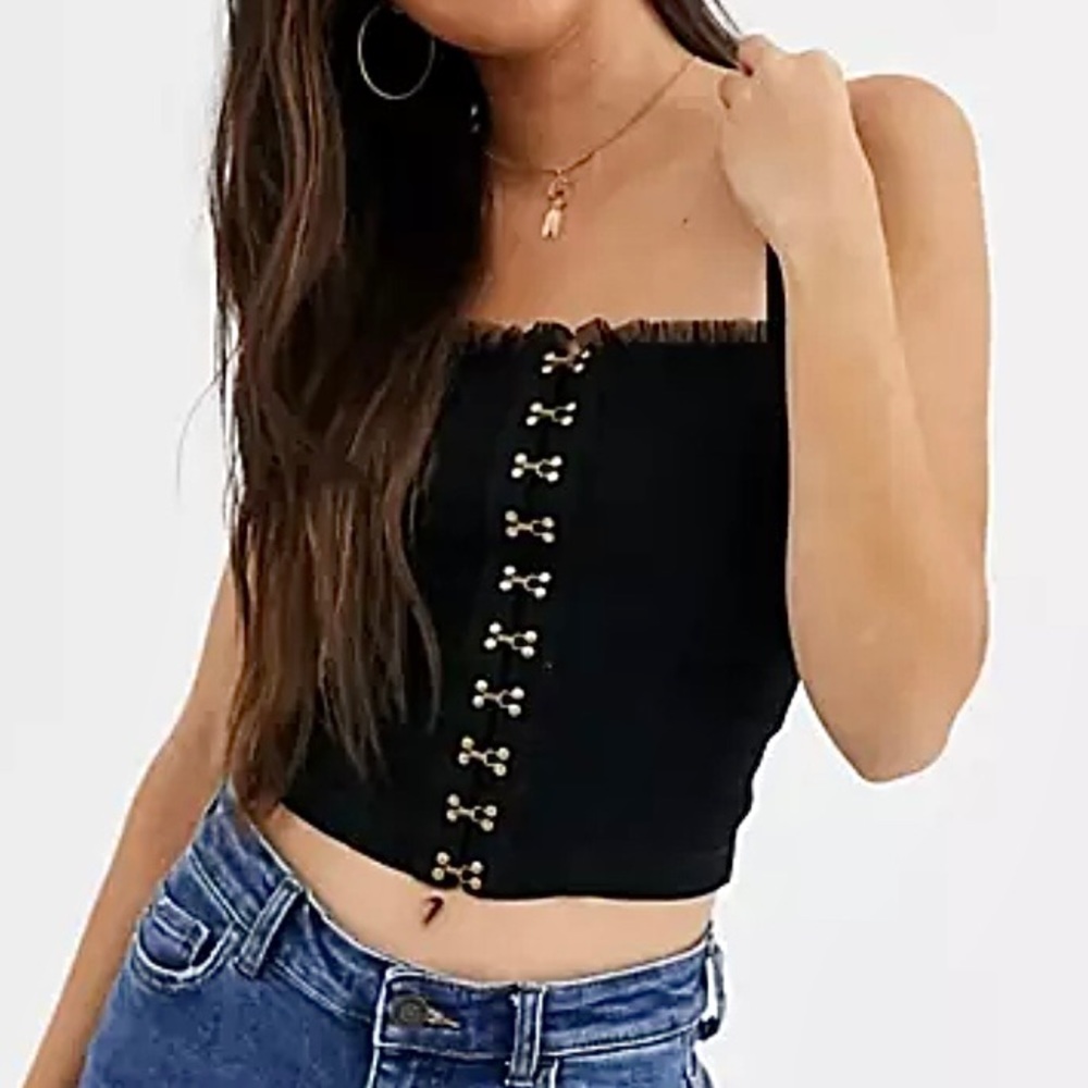 EXC • Free People Intimately For The Boys Corset Cami in Black •